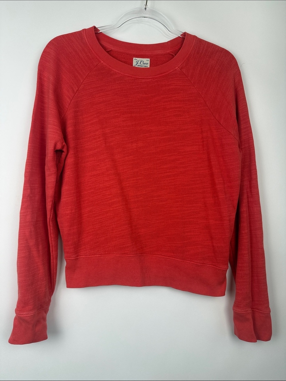 J. Crew Vintage Fleece Orange Red Cotton Crew Neck Pullover Sweatshirt XXS